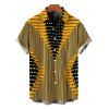 Bohemian Couple Outfit Colorblock Geometric Ethnic Print Spaghetti Strap Maxi Bodycon Dress and Shirt Set - Jaune S | US 4