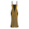 Bohemian Dress Colorblock Geometric Ethnic Print Spaghetti Strap Maxi Bodycon Dress - Jaune XL | US 12
