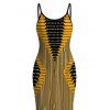 Bohemian Dress Colorblock Geometric Ethnic Print Spaghetti Strap Maxi Bodycon Dress - Jaune XL | US 12