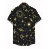 Vacation Couple Outfit Celestial Sun Moon Planet Print Spaghetti Strap Maxi Bodycon Dress and Shirt Set - Noir S | US 4