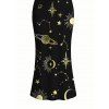 Vacation Dress Celestial Sun Moon Planet Print Spaghetti Strap Maxi Bodycon Dress - Noir L | US 8-10