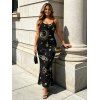 Vacation Dress Celestial Sun Moon Planet Print Spaghetti Strap Maxi Bodycon Dress - Noir M | US 6