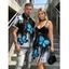 Gothic Couple Outfit Splash Ink Ombre Butterfly Print Spaghetti Strap Mini Dress and Shirt Set - Noir S | US 4