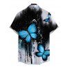 Gothic Couple Outfit Splash Ink Ombre Butterfly Print Spaghetti Strap Mini Dress and Shirt Set - Noir S | US 4