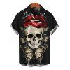 Gothic Couple Outfit Skull Butterfly Lip Letter Print Spaghetti Strap Mini Dress and Shirt Set - Noir S | US 4