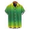 Vacation Couple Outfit Neon Ombre Palm Hand Print Spaghetti Strap Maxi Bodycon Dress and Shirt Set - Vert S | US 4