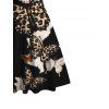 Gothic Couple Outfit Leopard Butterfly Print Ruched Bust Mini Dress and Shirt Set - Noir S | US 4