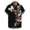 Gothic Couple Outfit Leopard Butterfly Print Ruched Bust Mini Dress and Shirt Set - Noir S | US 4
