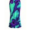 Cyberpunk Couple Outfit Colorblock Fluid Swirl Ombre Print Spaghetti Strap Maxi Bodycon Dress and Shirt Set - Turquoise S | US 4