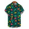 Funny Couple Outfit Colored Cartoon Dinosaurs Print Pocket Off the Shoulder Romper and Shirt Set - Vert profond S | US 4