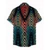 Vacation Couple Outfit Vintage Ombre Zig Zag Print Spaghetti Strap Maxi Bodycon Dress and Shirt Set - Noir S | US 4