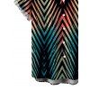 Vacation Couple Outfit Vintage Ombre Zig Zag Print Spaghetti Strap Maxi Bodycon Dress and Shirt Set - Noir S | US 4