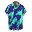 Men's Cyberpunk Shirt Colorblock Fluid Swirl Ombre Print Button Up Shirt - Turquoise 5XL