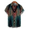Men's Vacation Shirt Vintage Ombre Zig Zag Print Button Up Shirt - Noir 5XL