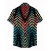 Men's Vacation Shirt Vintage Ombre Zig Zag Print Button Up Shirt - Noir 5XL