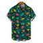 Men's Funny Shirt Colored Cartoon Dinosaurs Print Button Up Shirt - Vert profond 5XL