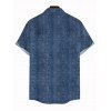 Men's Casual Shirt Vintage Faux Denim Print Button Up Shirt - Bleu profond 5XL