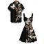 Gothic Couple Outfit Leopard Butterfly Print Ruched Bust Mini Dress and Shirt Set - Noir S | US 4
