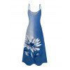 Vacation Dress Ombre Ink Painting Daisy Print Pocket Spaghetti Strap Dress - Bleu Ciel XXXXXL | US 20