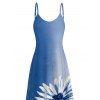 Vacation Dress Ombre Ink Painting Daisy Print Pocket Spaghetti Strap Dress - Bleu Ciel XXXXXL | US 20