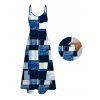 Vacation Dress Oil Painting Geometric Patchwork Print Pocket Spaghetti Strap Dress - Bleu XXXXXL | US 20