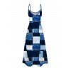 Vacation Dress Oil Painting Geometric Patchwork Print Pocket Spaghetti Strap Dress - Bleu XXXXXL | US 20