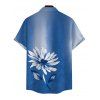 Men's Vacation Shirt Ombre Ink Painting Daisy Print Button Up Shirt - Bleu Toile de Jean 5XL