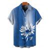 Men's Vacation Shirt Ombre Ink Painting Daisy Print Button Up Shirt - Bleu Toile de Jean 5XL