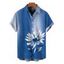 Men's Vacation Shirt Ombre Ink Painting Daisy Print Button Up Shirt - Bleu Toile de Jean 5XL