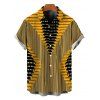 Men's Bohemian Shirt Colorblock Geometric Ethnic Print Button Up Shirt - Jaune 5XL