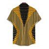 Men's Bohemian Shirt Colorblock Geometric Ethnic Print Button Up Shirt - Jaune 5XL