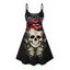 Gothic Dress Skull Butterfly Lip Letter Print Spaghetti Strap Mini Dress - Noir XXXXXL | US 20
