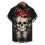 Men's Gothic Shirt Skull Butterfly Lip Letter Print Button Up Shirt - Noir 5XL