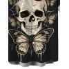 Men's Gothic Shirt Skull Butterfly Lip Letter Print Button Up Shirt - Noir 5XL