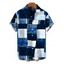 Men's Vacation Shirt Oil Painting Geometric Patchwork Print Button Up Shirt - Bleu 5XL