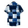 Men's Vacation Shirt Oil Painting Geometric Patchwork Print Button Up Shirt - Bleu 5XL