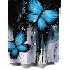 Men's Gothic Shirt Splash Ink Ombre Butterfly Print Button Up Shirt - Noir 5XL