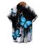 Men's Gothic Shirt Splash Ink Ombre Butterfly Print Button Up Shirt - Noir 5XL