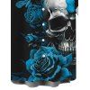 Men's Gothic Shirt Skulls Butterfly Rose Floral Print Button Up Shirt - Noir 5XL