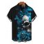 Men's Gothic Shirt Skulls Butterfly Rose Floral Print Button Up Shirt - Noir 5XL