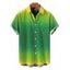 Men's Vacation Shirt Neon Ombre Print Button Up Shirt - Vert 5XL
