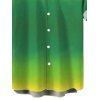 Men's Vacation Shirt Neon Ombre Print Button Up Shirt - Vert 5XL