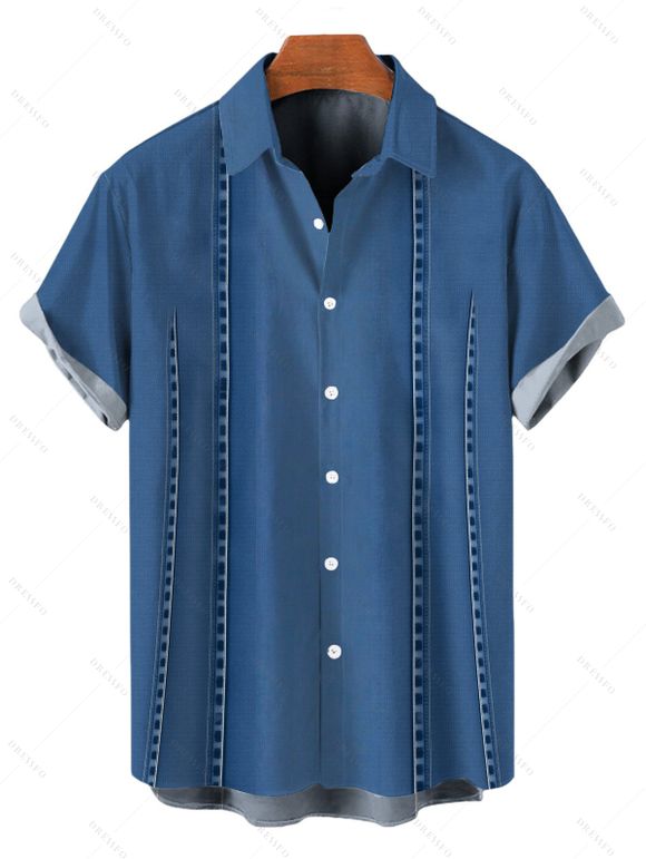 Vacation Couple Outfit Bowknot Faux Denim Spaghetti Strap Mini Dress and Shirt Set - Bleu Toile de Jean S | US 4