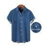 Men's Vacation Shirt Bowknot Faux Denim Button Up Shirt - Bleu Toile de Jean L