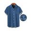 Men's Vacation Shirt Bowknot Faux Denim Button Up Shirt - Bleu Toile de Jean 4XL