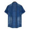 Men's Casual Shirt Faux Denim Print Button Up Shirt - Bleu Toile de Jean 5XL