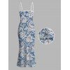 Vacation Dress Floral Print Spaghetti Strap Maxi Bodycon Elegant Dress - Bleu clair L | US 8-10
