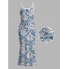 Vacation Dress Floral Print Spaghetti Strap Maxi Bodycon Elegant Dress - Bleu clair L | US 8-10
