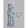 Vacation Dress Floral Print Spaghetti Strap Maxi Bodycon Elegant Dress - Bleu clair XL | US 12