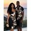 Gothic Couple Outfit Leopard Butterfly Print Ruched Bust Mini Dress and Shirt Set - Noir S | US 4
